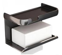 Porta carta igienica e fazzoletti a doppio strato senza fori in alluminio spaziale con base antiscivolo e moderno design quadrato per l'organizzazione del bagno (grigio)