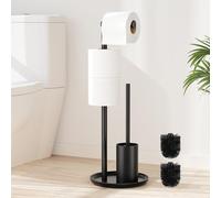 Porta carta igienica in acciaio inox per wc, con scopino - Carta igienica in piedi, porta rotolo nero opaco
