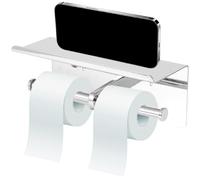 Porta Carta igienica, portarotolo Doppio iniaio Inox Porta Carta igienica a Parete con portaoggetti per Telefono Bagno WC