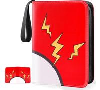 Porta carte 4 tasche, 400 tasche porta carte con 50 custodie rimovibili, Trading Card Collector Zipper Album Holder (rosso)