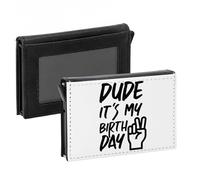 Porta carte automatico anti-RFID - Dude it's my Birthday Peace - Portafoglio intelligente con espulsione rapida delle carte, custodia di sicurezza in alluminio e similpelle stampata in Francia