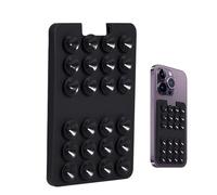 Porta carte con in silicone, supporto adesivo per telefono, tasca per carte di credito e supporto, design flessibile, accessorio mobile per bagno, finestra, scrivania, nero