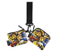 Porta carte da donna porta tessere minimalista con cerniera portafoglio da polso con tasca con cerniera per signore ragazze 2 pezzi, Pittura A Olio Astratto Vol, 4.13"(L) x 3.5"(W), Accessorio da