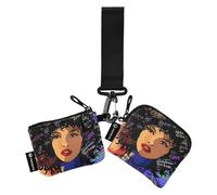 Porta carte da donna porta tessere minimalista con cerniera portafoglio da polso con tasca con cerniera per signore ragazze 2 pezzi, Bella Giovane Afro-Americano, 4.13"(L) x 3.5"(W), Accessorio da
