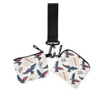 Porta carte da donna rosso blu Big Bird porta carte porta cambiamento minimalista portachiavi portafoglio portamonete con cerniera tasca portamonete per donna 2 pezzi, rosso blu grande uccello, 1 size