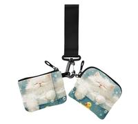 Porta carte da donna vintage con gatto che fa il bagno con anatra e porta carte di credito carino alla moda portafoglio portachiavi con tasca con cerniera per donna confezione da 2, Anatra gatto al