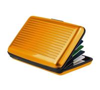 Porta carte di credito con blocco in metallo per carte di credito e carta d'identità, porta biglietti da visita, per uomini o donne, portafoglio multi supporto per uomo (giallo, taglia unica)