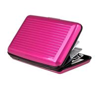 Porta carte di credito con blocco in metallo per carte di credito e carta d'identità, porta biglietti da visita, per uomini o donne, multi supporto per uomini (rosa acceso, taglia unica)