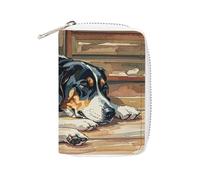 Porta carte di credito con cani che dormono in casa, per uomini e donne, porta carte di credito in pelle con 20 scomparti per carte di credito piccola borsa con cerniera