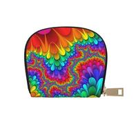 Porta carte di credito con farfalla viola con cerniera, per donne/uomini, in pelle PU, porta carte di credito, Arcobaleno Tie Dye-rosso, Taglia unica