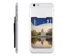 Porta carte di credito con vista sul lago, in pelle PU, autoadesiva, adatto per il retro della maggior parte degli smartphone