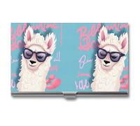 Porta carte di credito Cool Liama, unisex, colorato, porta biglietti da visita magnetico, porta carte da viaggio, porta biglietti da visita portatile, adatto per professionisti aziendali, ufficio