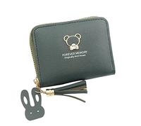 Porta carte di credito da donna, alla moda, in pelle artificiale, con cerniera, borsa per telefono, busta, pochette, idea regalo di Natale per donne, Verde, Taglia unica