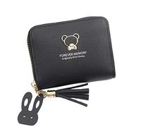 Porta carte di credito da donna, alla moda, in pelle artificiale, con cerniera, borsa per telefono, busta, pochette, idea regalo di Natale per donne, Nero , Taglia unica