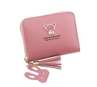 Porta carte di credito da donna, alla moda, in pelle artificiale, con cerniera, borsa per telefono, busta, pochette, idea regalo di Natale per donne, Rosa acceso, Taglia unica