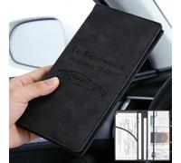 Porta carte di credito e assicurazione auto in pelle di alta qualità, elegante organizer per documenti del veicolo (nero)