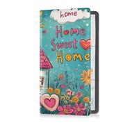 Porta carte di credito e assicurazione auto in pelle PU uomo donna custodia portafoglio organizer per documenti, carte, licenza San Valentino fiori bottoni a forma di cuore Home Sweet Home, San