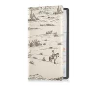 Porta carte di credito e carta d'identità in pelle sintetica in pelle PU, per uomini e donne, perfetto per auto, documenti, patente di guida, paesaggio, deserto, montagne, cactus, cowboy, Multi, 1
