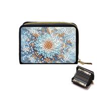 Porta carte di credito, fai da te Diamond Art Painting Zipper carte di credito portafoglio per le donne fisarmonica porta carte portachiavi portafoglio, Fiore bianco., Carry-On, Casual