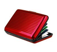 Porta carte di credito in metallo con blocco porta carte di credito, porta carte di credito, porta biglietti da visita, per uomini o donne, colore rosso, taglia unica