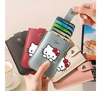 Porta carte di credito multiplo Hello Kitty di Sanrio - Portafoglio in finta pelle alla moda e carino con chiusura a scatto, pochette con cerniera portatile per carte di credito e contanti, ideale per