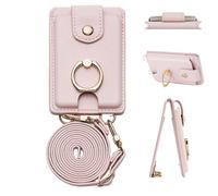 Porta carte di credito per telefono, multifunzione, impermeabile, 2 scomparti con supporto e cordino staccabile per carte, denaro e documenti d'identità, rosa, Refer to description, Unisex