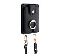 Porta carte di credito per telefono, multifunzione, impermeabile, 2 scomparti, regolabile, con supporto e cordino anti-goccia, per tutti i telefoni cellulari, Nero , Refer to description, Unisex