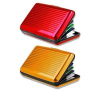 Porta Carte Di Credito, Rfid Blocco Antifrode Anticlonazione Per Uomo E Donna, Portafoglio Carta Elegante Business Soldi Id Alluminio 6 Scomparti Contenitore 12 Card Portacarte Nero (Rosso e oro)