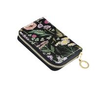 Porta carte di credito RFID Portafogli Fiori selvatici Piante per le donne, Fiore Foglia in pelle con cerniera Porta carte Portafoglio a fisarmonica per signore regalo