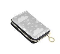 Porta carte di credito RFID Portafogli Nuvole Fiocchi di Neve Grigio per Le Donne, Pelle Nuvola Cerniera Porta Carte Portafoglio Fisarmonica per Signore Regalo