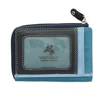 Porta carte di credito sottile di pelle.Visconti collezione Rainbow PHI PHI RB110 Azzurro Multi