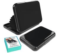 Porta carte di credito uomo donna 2 pezzi Alluminio con sistema di chiusura RFID Anti-frode Anti-contactless Grande capacità nero