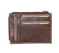 Porta Carte di Credito Uomo porta documenti THE TOWER BRIGHT 100% Vera pelle Sottile con Portamonete a Zip Marrone