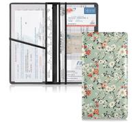 Porta carte di immatricolazione e assicurazione per auto in pelle di alta qualità, per uomo e donna, accessori per comparazione camion per patente, carte e documenti essenziali, fiore rosso e bianco