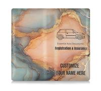 Porta carte di registrazione e assicurazione auto in pelle PU personalizzato per uomo donna portafoglio accessori custodia per carte, documento essenziale patente di guida marmo oro pesca