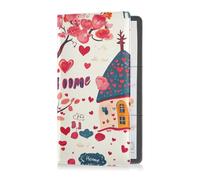 Porta carte di registrazione e assicurazione auto in pelle PU Uomini Donne veicolo Glove Box Organizer per Driver Proprietari di auto Rimorchio Moto Barca San Valentino Albero Amore Cuore Casa Sweet