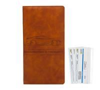 Porta carte di registrazione e sicuro - per documenti in pelle per auto durevole ed elegante | Valigetta per carte di credito auto contratto di assicurazione Home Office Viaggi, Marrone,