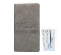Porta carte di registrazione e sicuro - per documenti in pelle per auto durevole ed elegante | Valigetta per carte di credito auto contratto di assicurazione Home Office Viaggi, Grigio,
