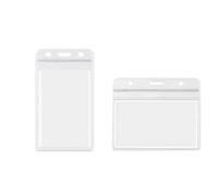 Porta carte d'identità, 100 pezzi, in plastica trasparente, con targhetta for il nome, da appendere al collo, verticale, for viaggi in ufficio, a scuola(Vertical)