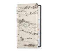 Porta carte d'identità e assicurazione di registrazione automatica in pelle PU per uomo e donna, organizer per patente di guida, carte e documenti essenziali, paesaggio desertico, montagne, cactus