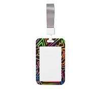 Porta carte d'identità impermeabile Colore solido geometrico al neon luminoso Cordino resistente con porta badge identificativo per carta badge Regali per ufficio insegnante infermiera