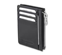 Porta carte in 100% pelle, protezione RFID, mini portafoglio per carte, banconote e monete, portafoglio in vera pelle, per uomo e donna