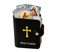Porta carte in pelle con schede, utilizzato per battesimo, consacrazione, comunione, Nero , 1set, Classico