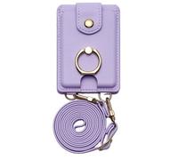Porta carte per cellulare, portafoglio e porta carte di credito, impermeabile, multiuso, con 2 scomparti, con supporto e cordino anti-goccia, adatto a tutti i telefoni cellulari, Viola, Refer to