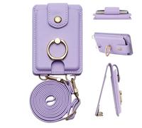Porta carte per cellulare, supporto a portafoglio per telefono, multifunzione, impermeabile, 2 scomparti per carte, supporto regolabile da attaccare con cordino anti-goccia per tutti i telefoni