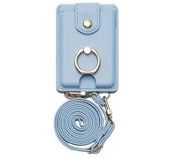Porta carte per telefono, portafoglio per telefono e porta carte, resistente all'acqua, multiuso, 2 scomparti, portafoglio adesivo con supporto e cordino anti-goccia, adatto a tutti i telefoni