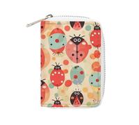 Porta carte stampato con motivo coccinelle in pelle alla moda, porta carte di grande capacità, piccolo e comodo da mettere facilmente in tasche, borse a mano, zaini, ecc. Soddisfa le tue comode