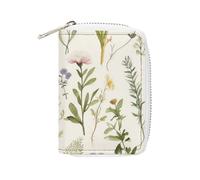 Porta carte stampato in pelle alla moda con acquerelli di erbe e fiori, porta carte di grande capacità piccolo e comodo da mettere facilmente in tasche, borse a mano, zaini, ecc. Incontra la tua