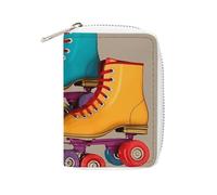 Porta carte stampato retrò in pelle alla moda con pattini a rotelle, porta carte di grande capacità piccolo e comodo da mettere facilmente in tasche, borse a mano, zaini, ecc. Incontra il tuo comodo