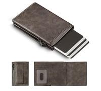Porta Carte Uomo, Portafoglio Uomo Slim con RFID Blocco, Pop up Porta Carte di Credito per 11-13 Cartes, Portacarte Portatessere con Grande Portamonete (Marrone, Grande Portamonete)
